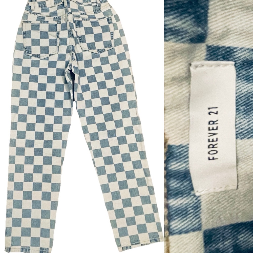 FOREVER 21 Checkered Relaxed BARREL Style JEANS Size 25